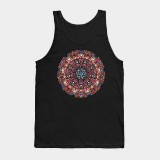 Red Glass Rose Window Mandala Tank Top